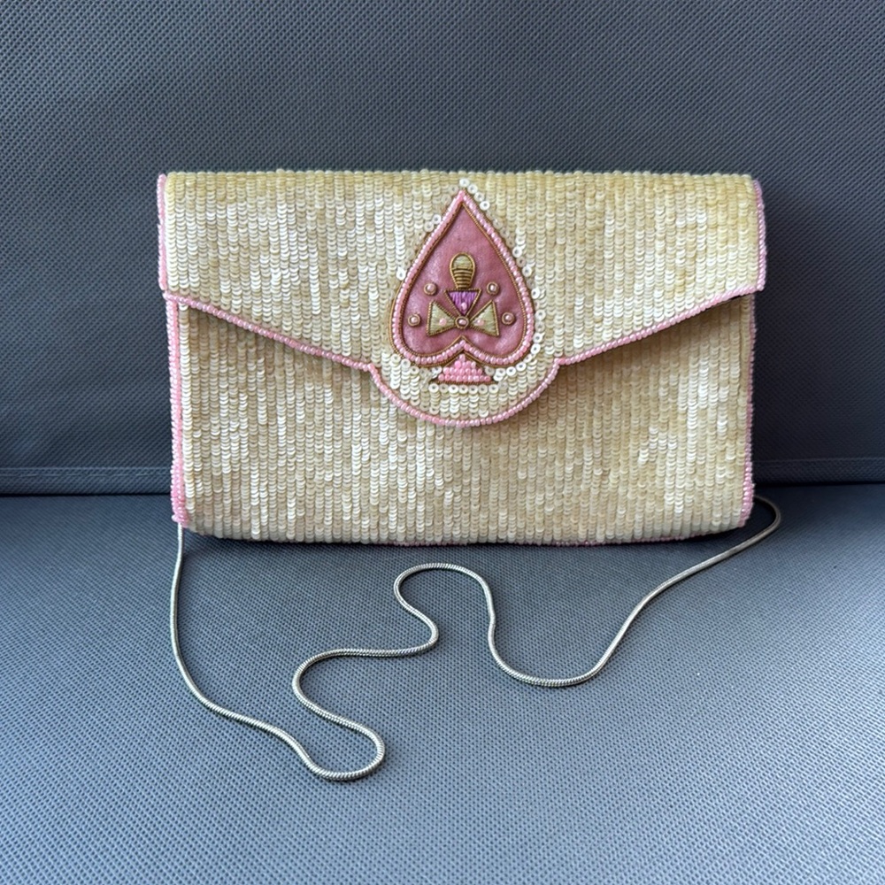 Vintage Spade Pulvermacher Design Elegant Gold and Pink Clutch